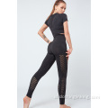 High Midi Yoga Leggings Sokkabuxur Konur Workout Mesh